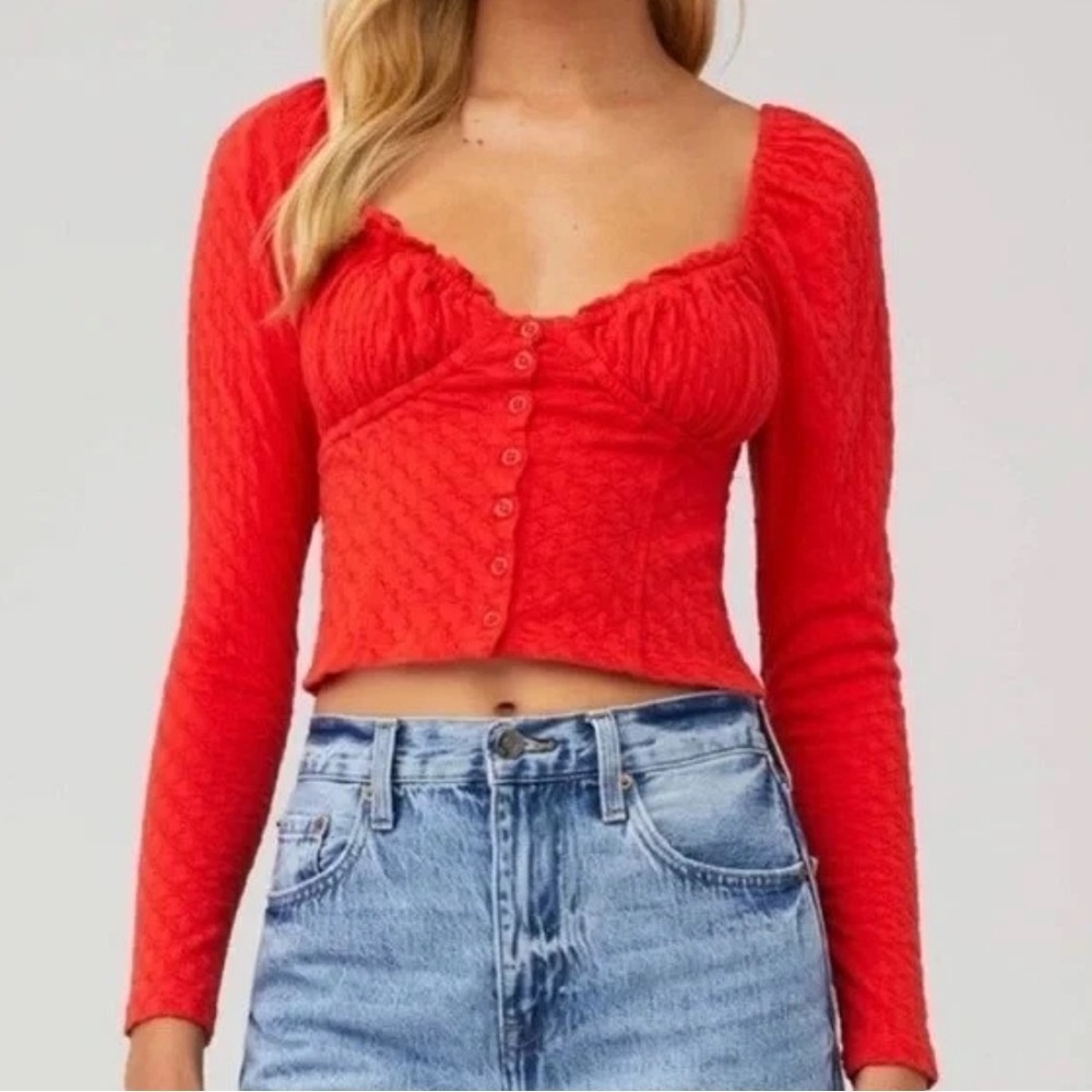 Like New FREE PEOPLE Ladybug Long Sleeve Top